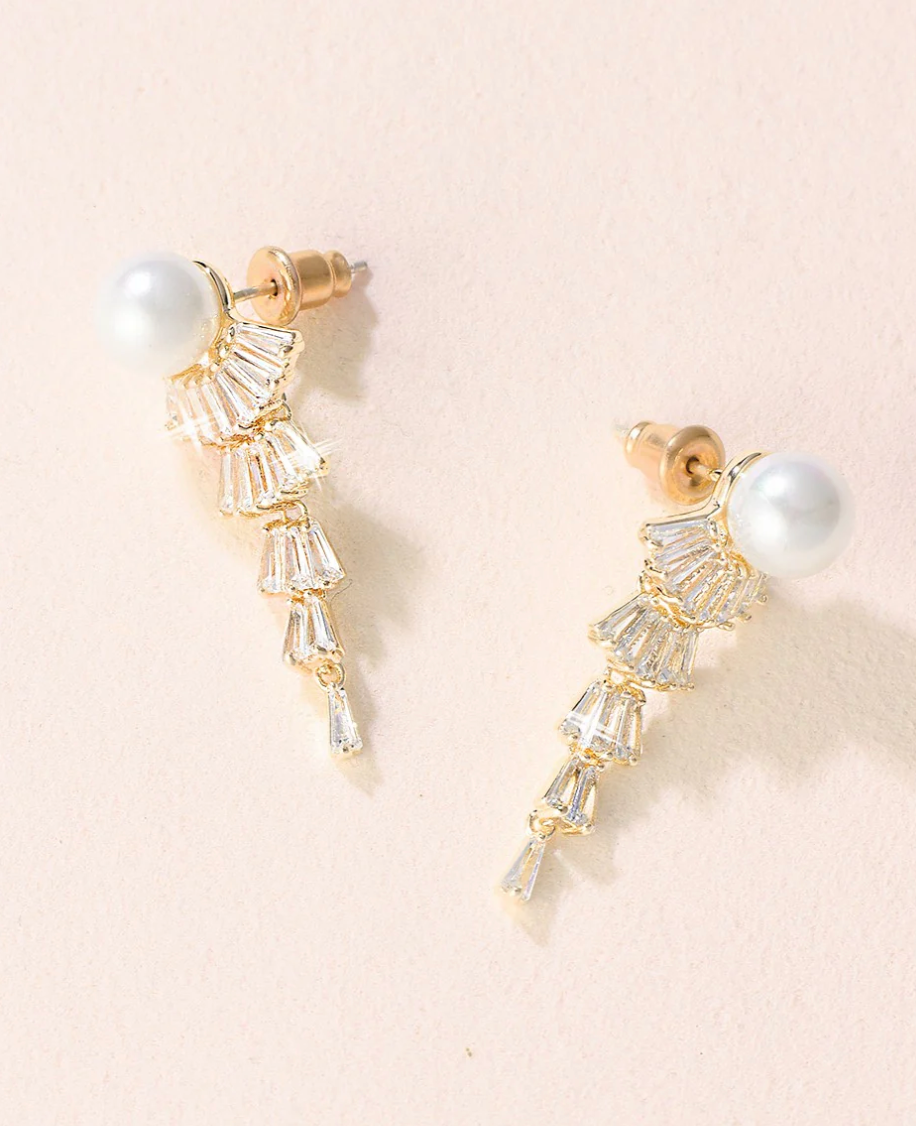 Chloe Pearl and CZ Earrings E034
