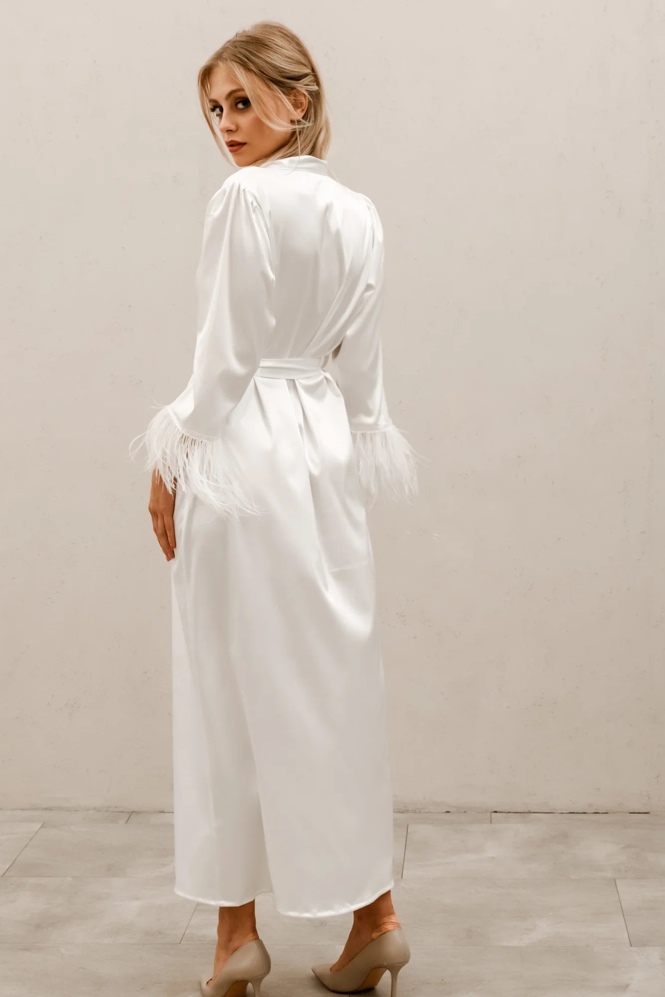 Feather Sleeve Bridal Robe