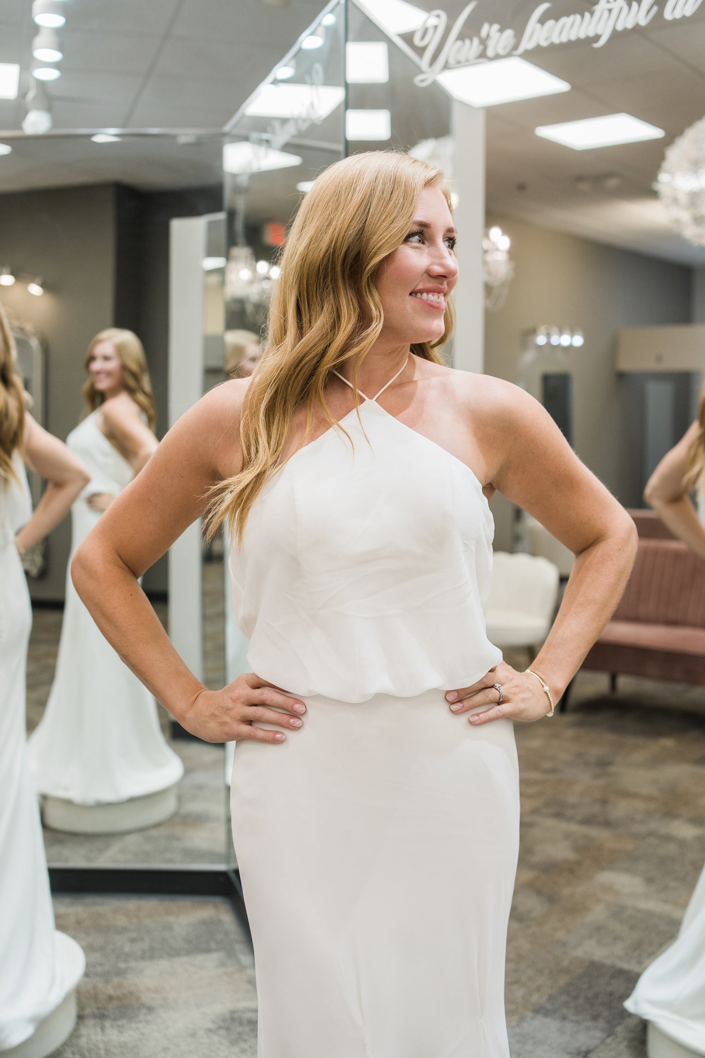 FINAL SALE: Chiffon Gown with a Halter Neckline and Cowl Back