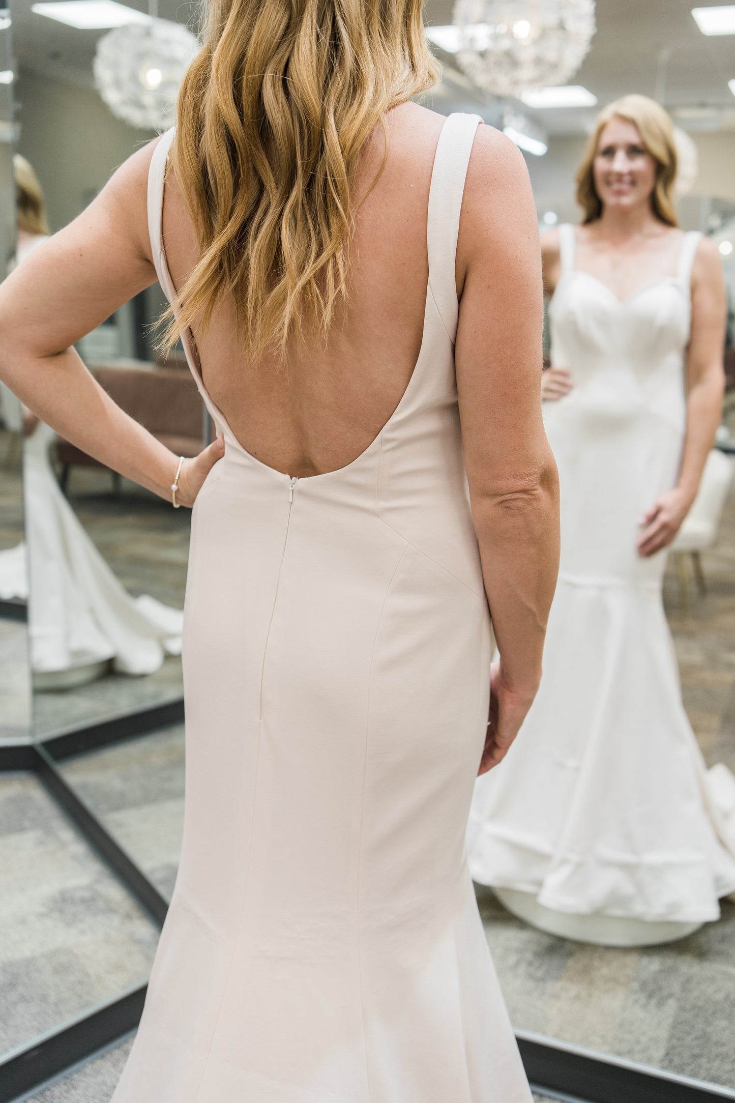 FINAL SALE: Stretch Crepe Moscato Fitted Wedding Dress with Straps and Sweetheart Neckline