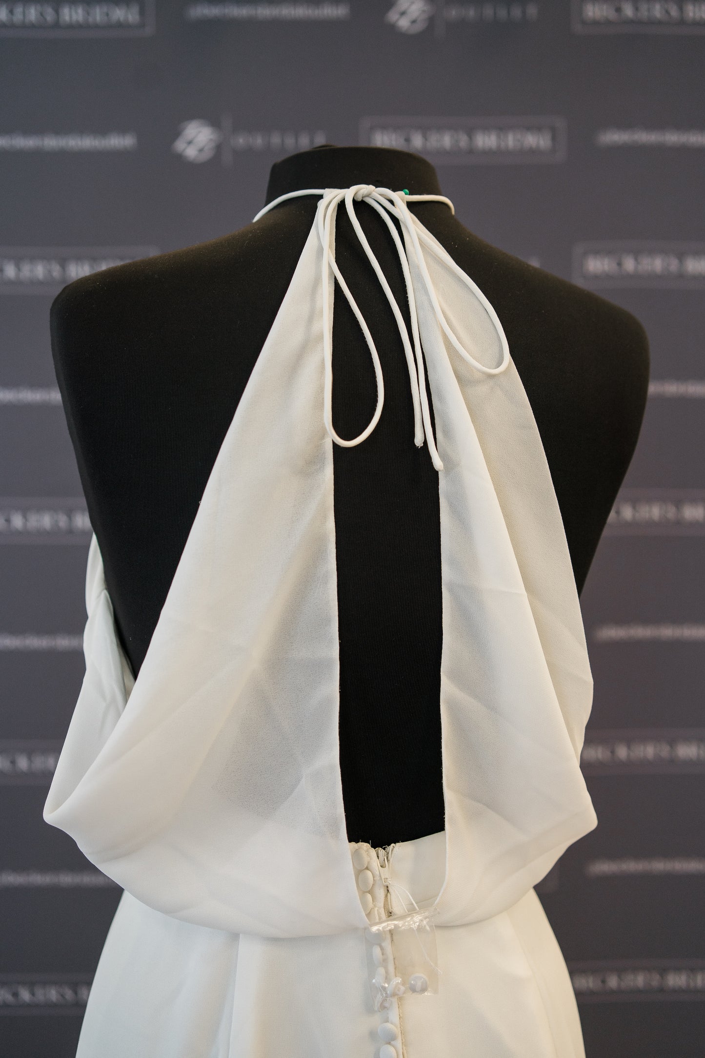 FINAL SALE: Chiffon Gown with a Halter Neckline and Cowl Back