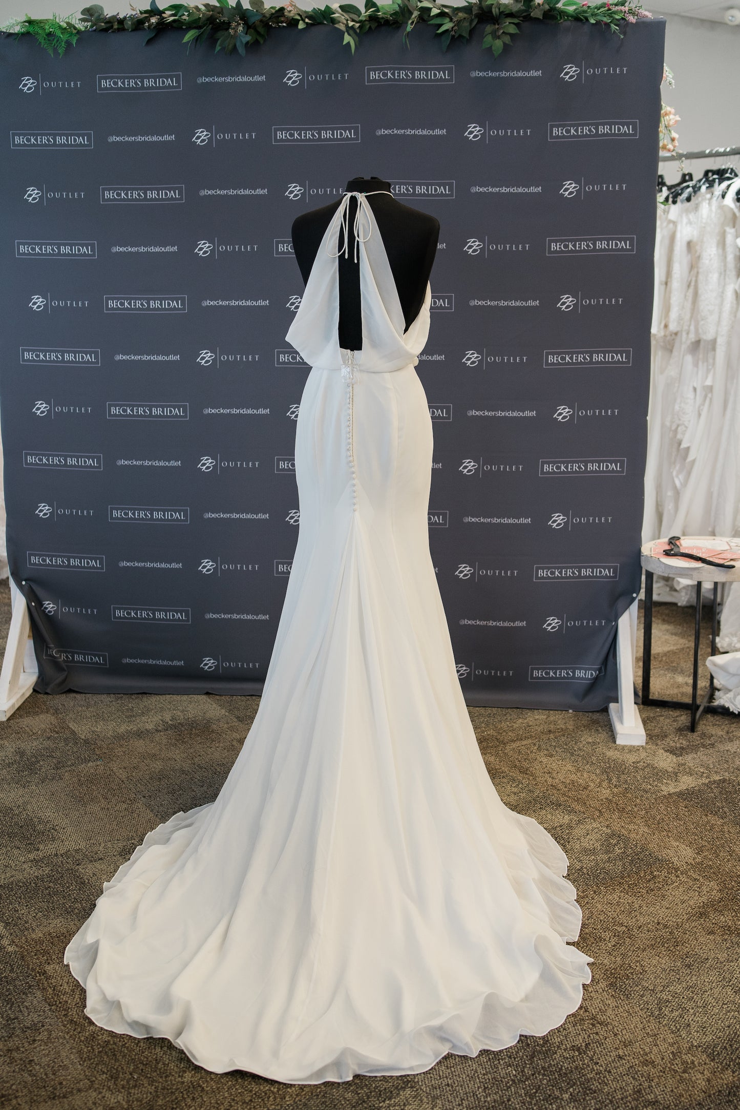 FINAL SALE: Chiffon Gown with a Halter Neckline and Cowl Back