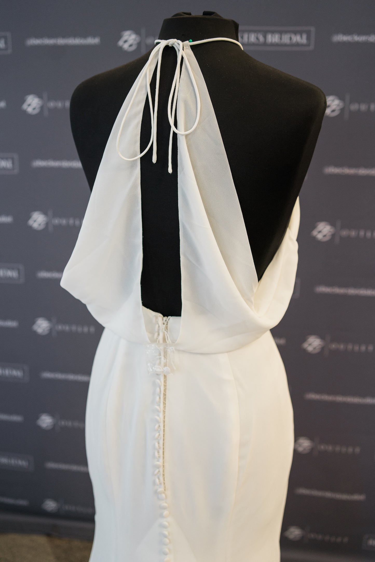FINAL SALE: Chiffon Gown with a Halter Neckline and Cowl Back