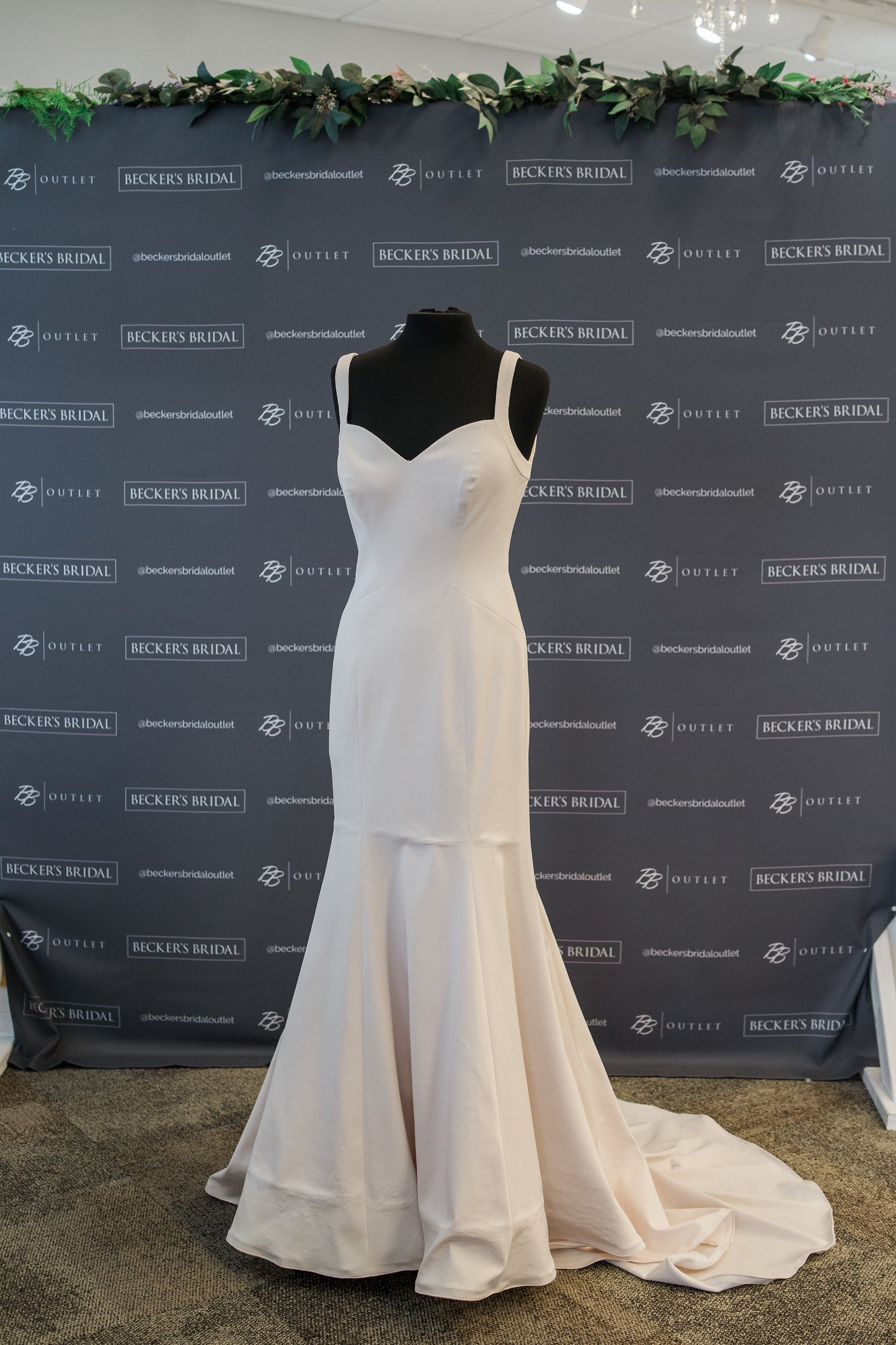FINAL SALE: Stretch Crepe Moscato Fitted Wedding Dress with Straps and Sweetheart Neckline