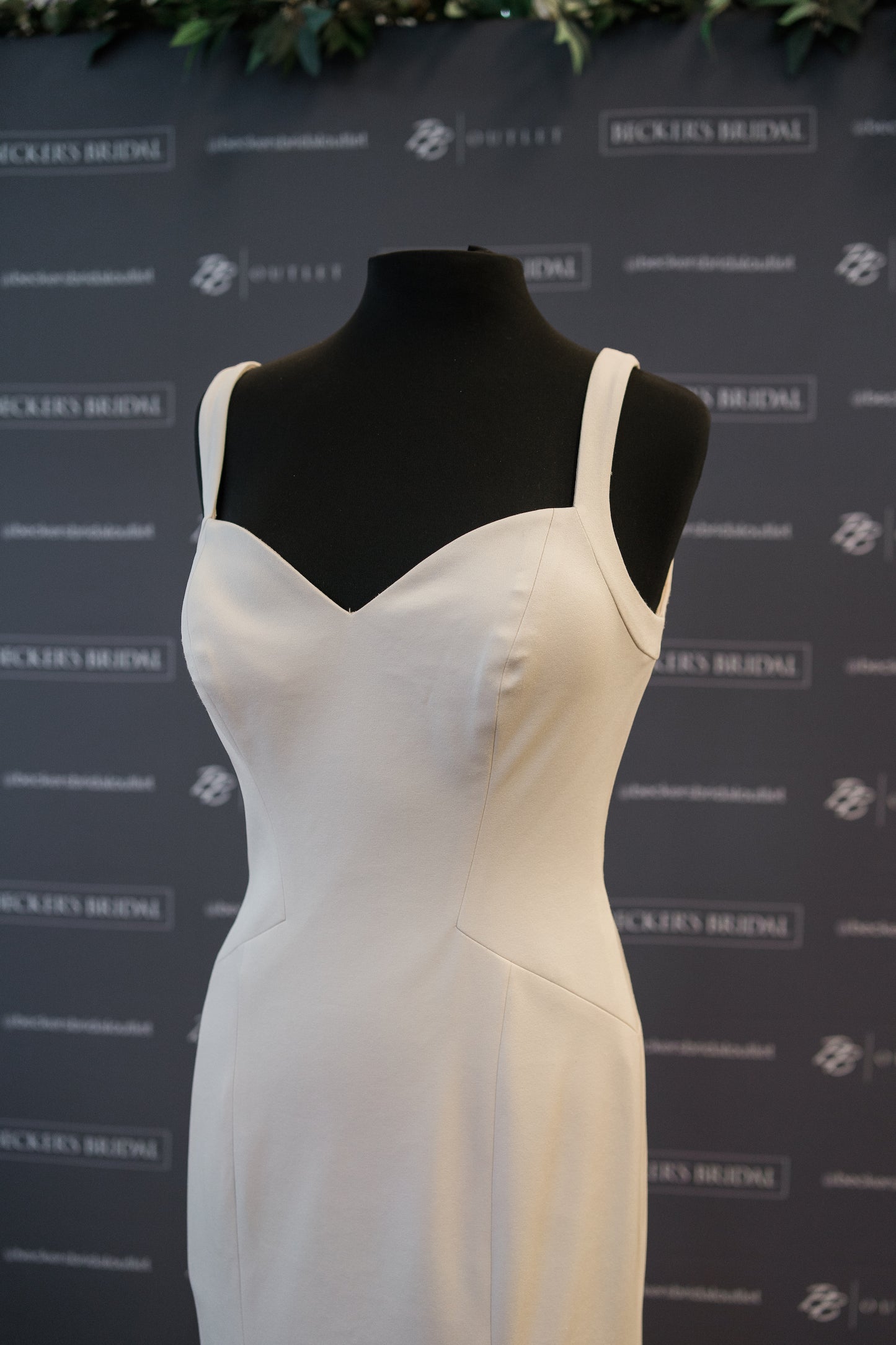 FINAL SALE: Stretch Crepe Moscato Fitted Wedding Dress with Straps and Sweetheart Neckline