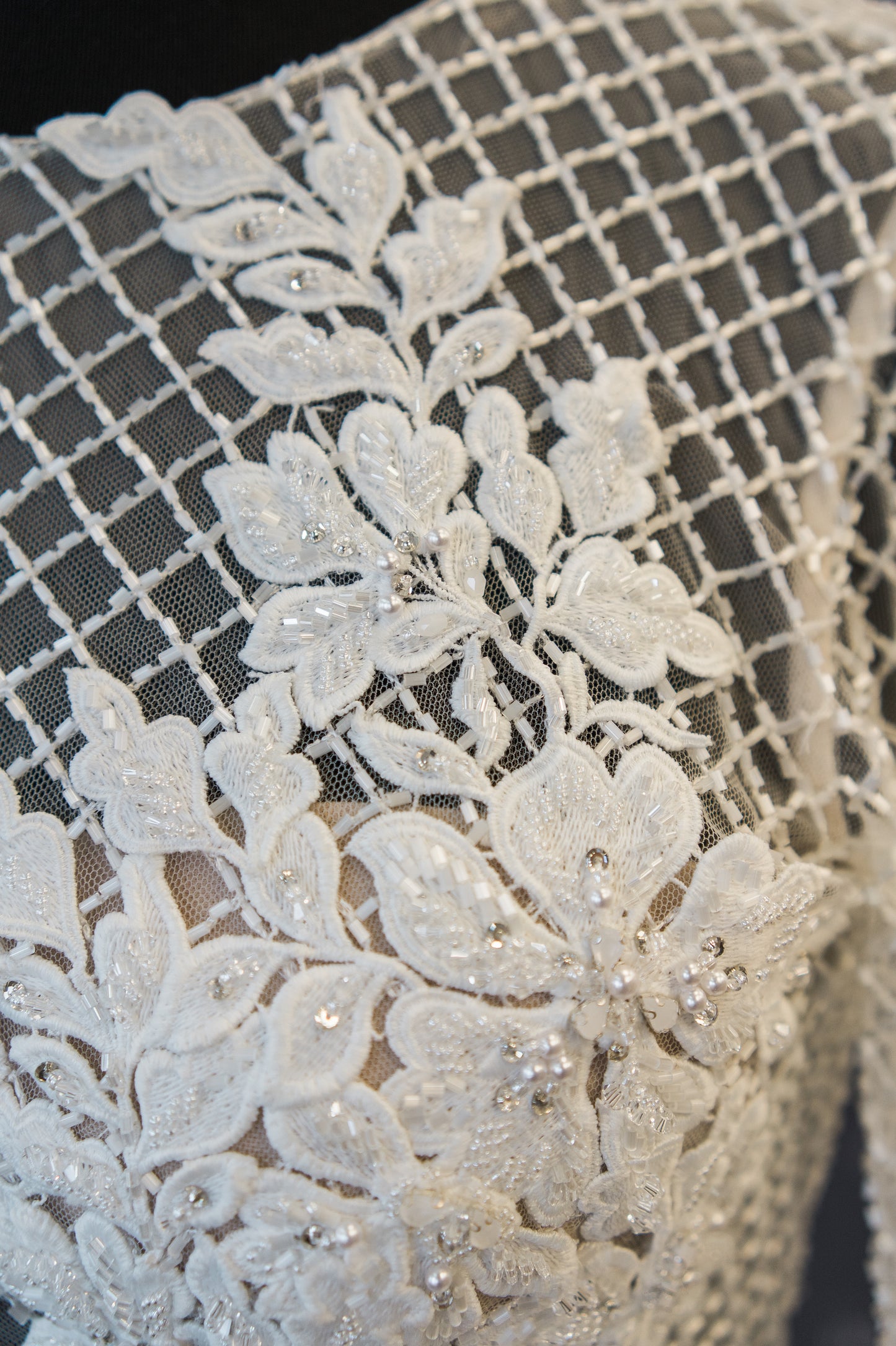FINAL SALE: Illusion Lattice Lace Fit and Flare Crepe Dress