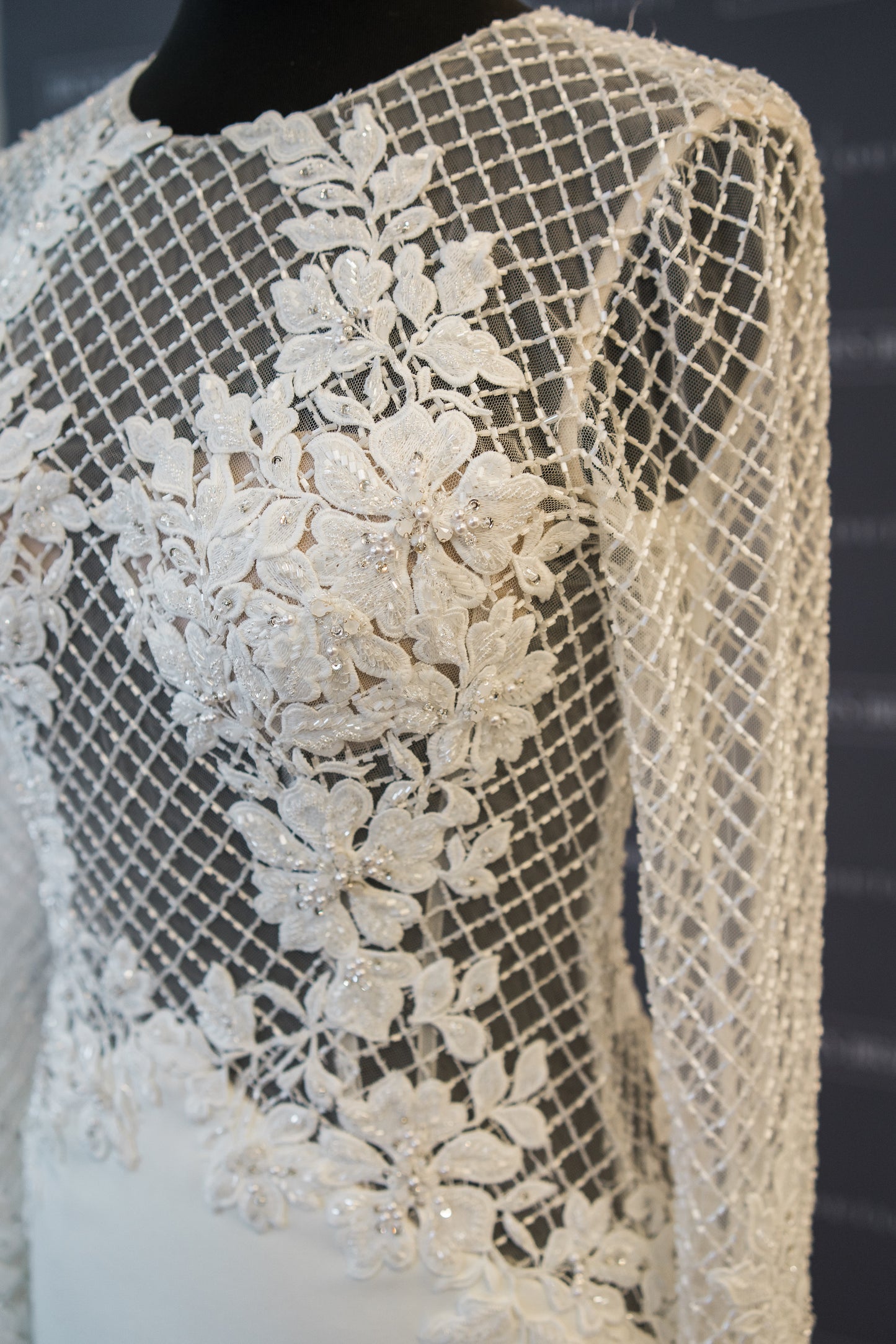 FINAL SALE: Illusion Lattice Lace Fit and Flare Crepe Dress
