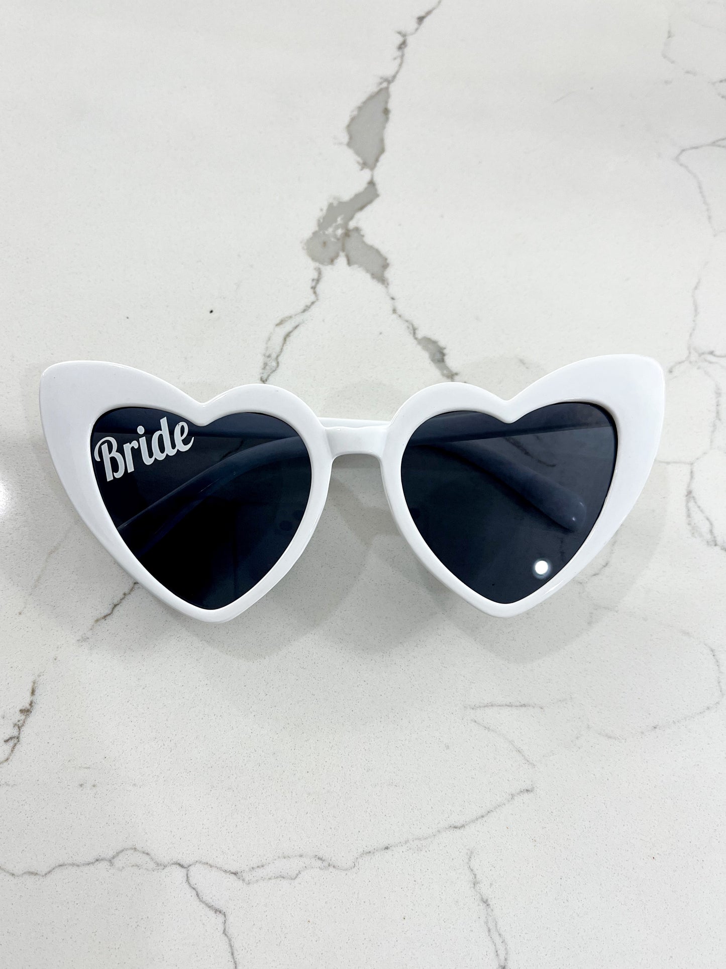 Bridal Sunglasses | Heart Shaped White Rim