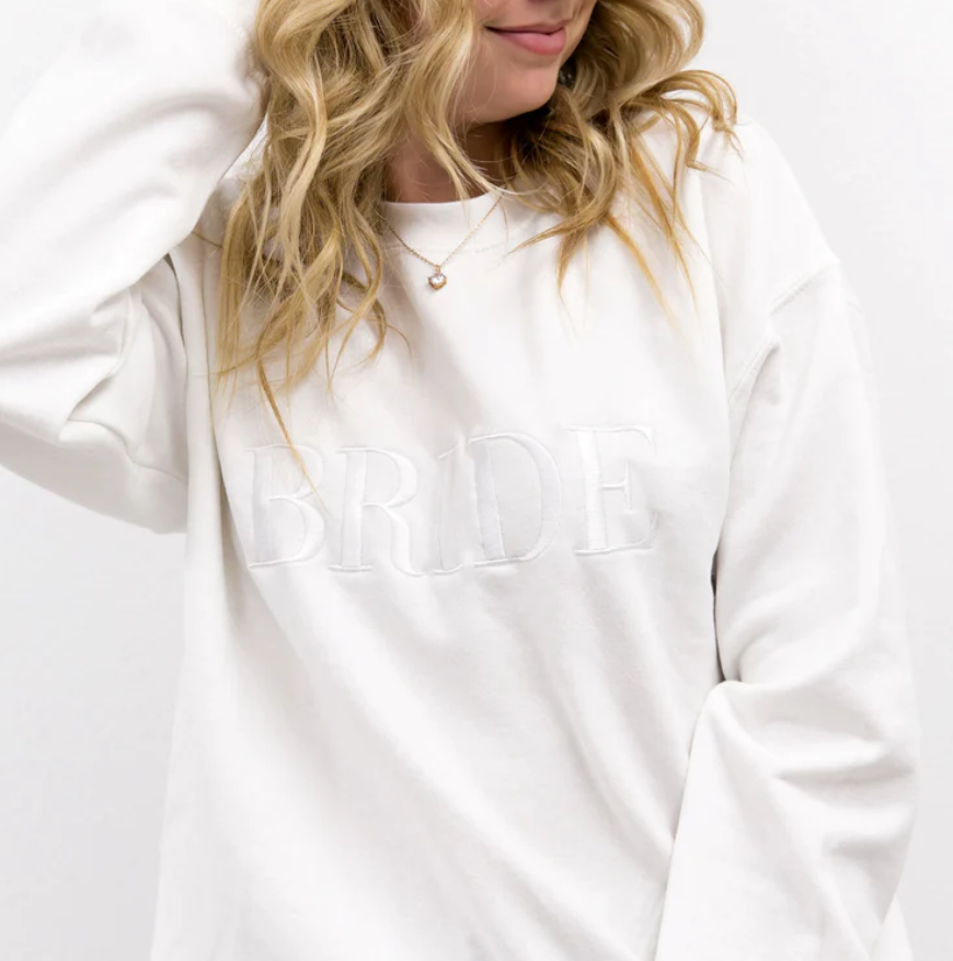 "BRIDE" White Crewneck Sweater
