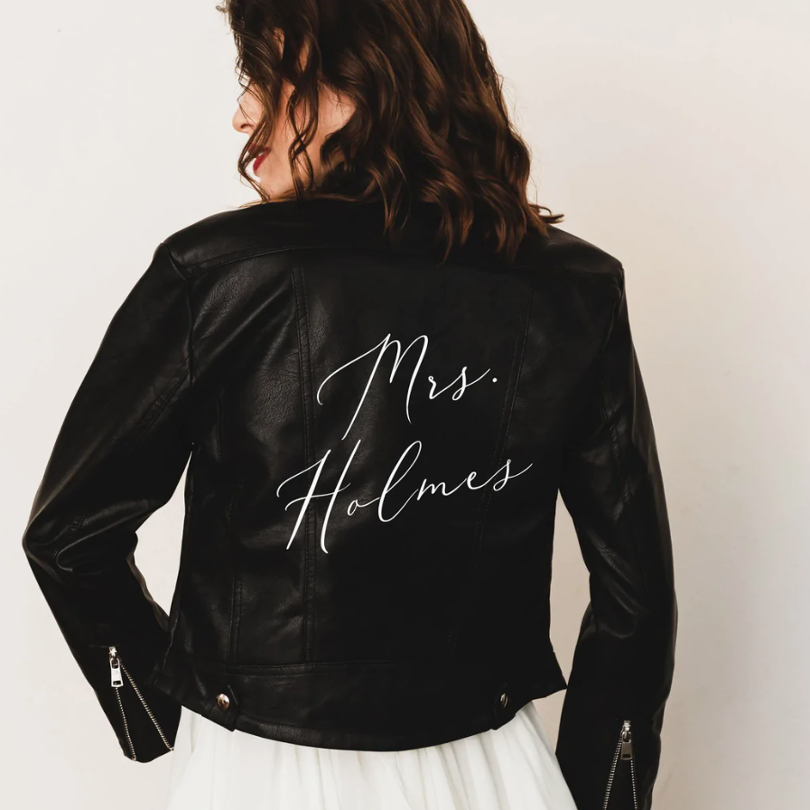 Custom Name Leather Bridal Jacket
