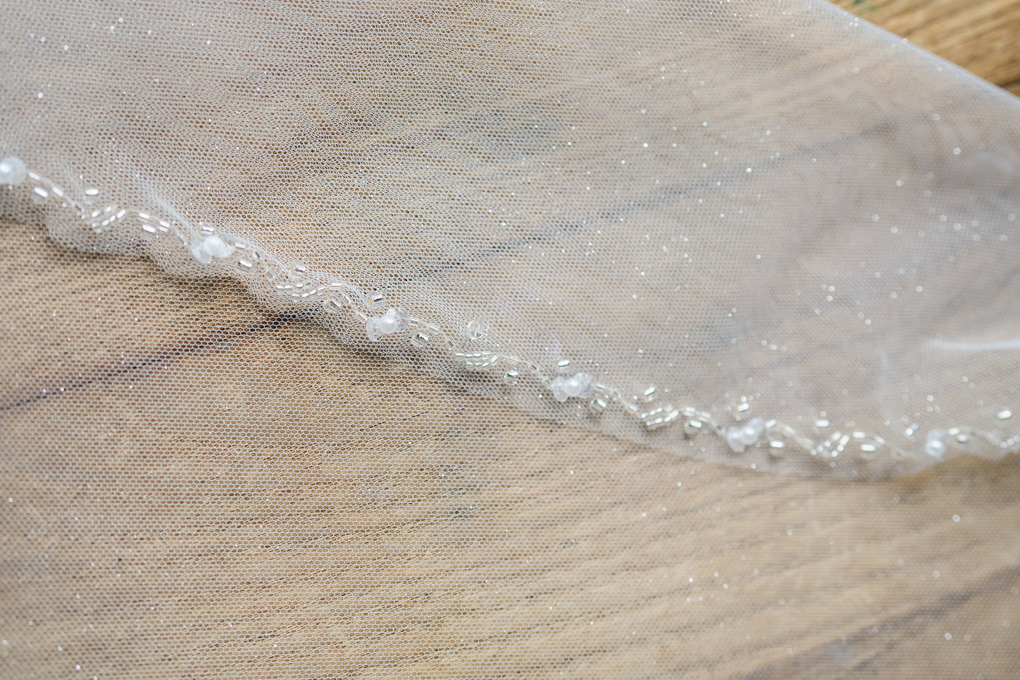Cathedral Length Sparkle Veil with Beaded Edge