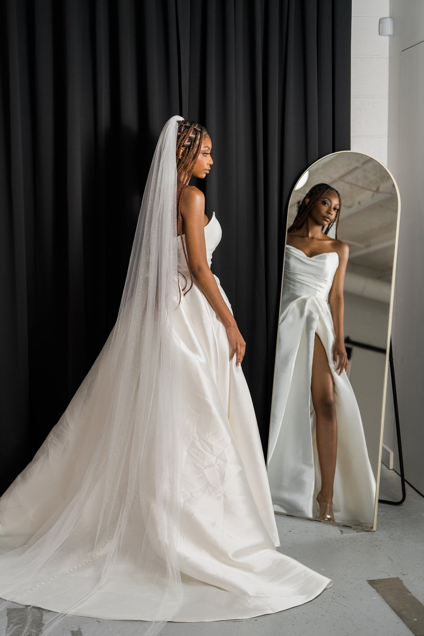 Cathedral Length Sparkle Veil with Raw Edge
