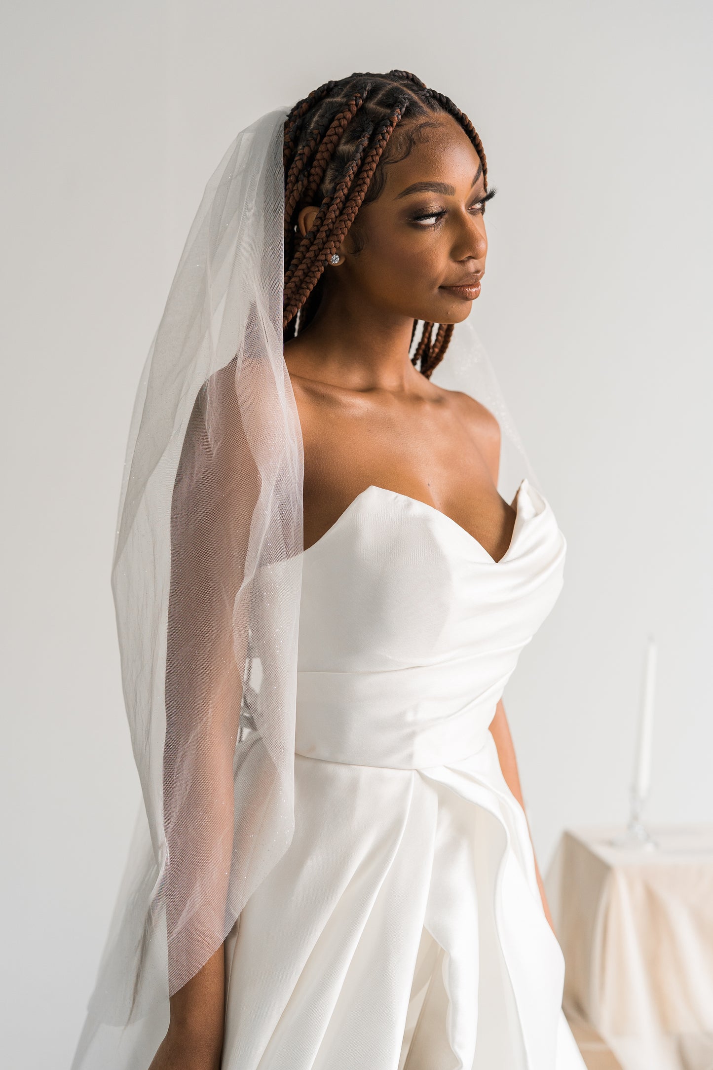 Fingertip Sparkle Veil Raw Edge