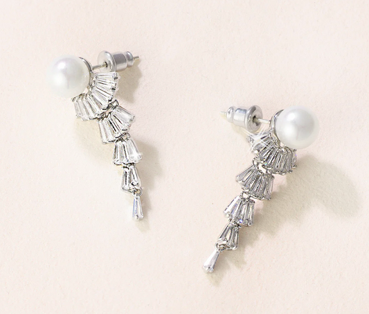 Chloe Pearl and CZ Earrings E034