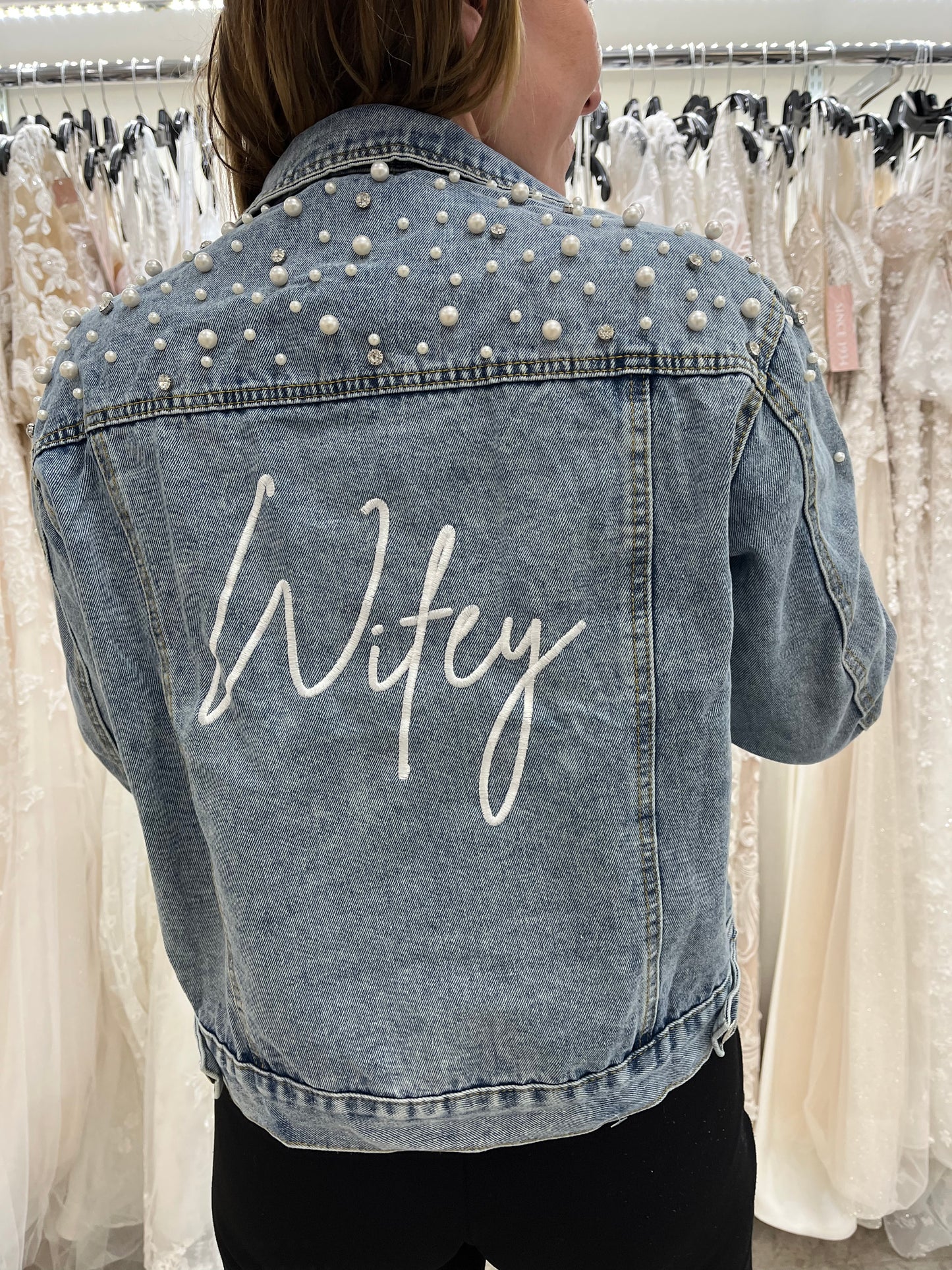 Pearl and Rhinestone Denim Jacket