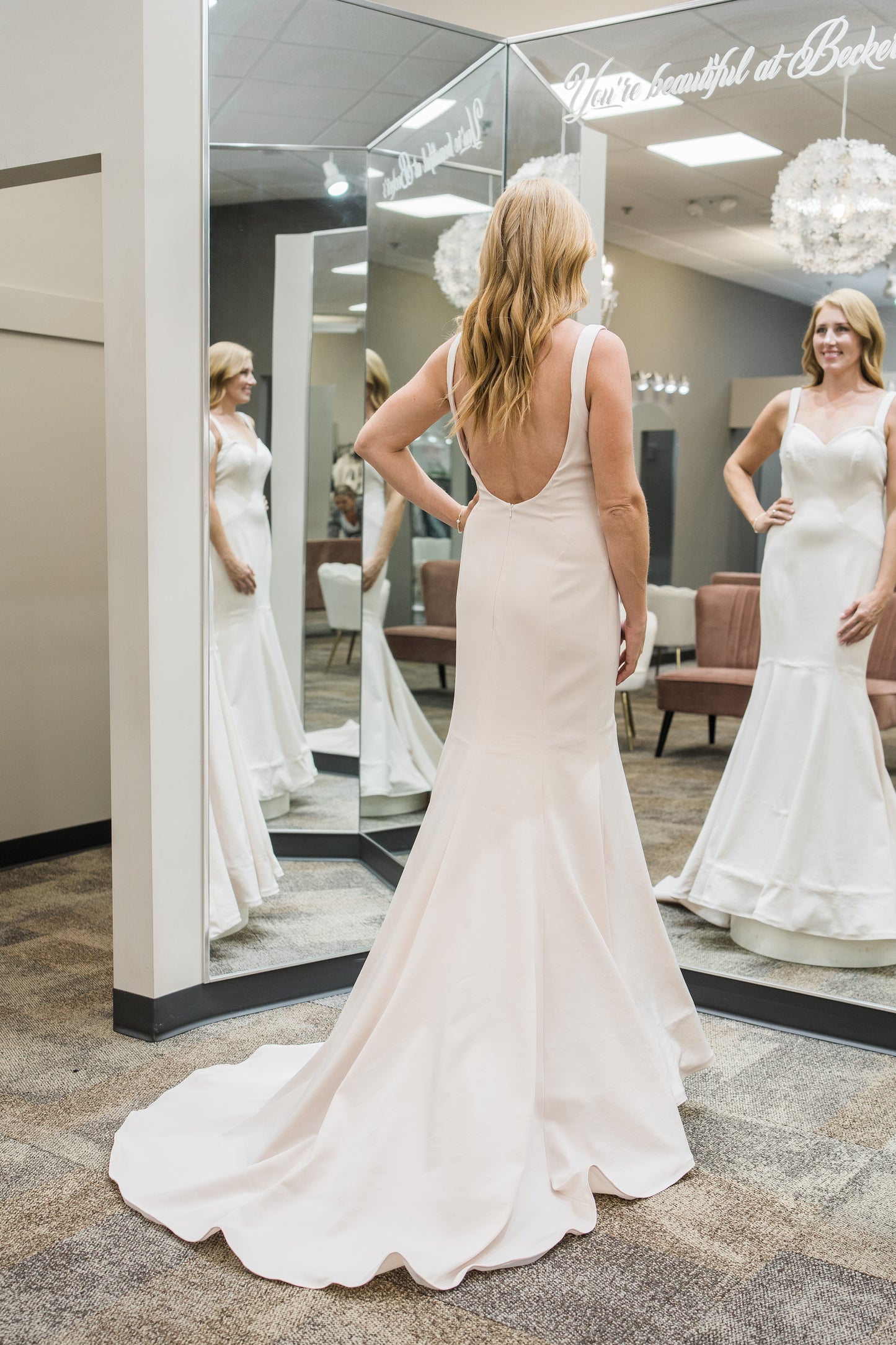 FINAL SALE: Stretch Crepe Moscato Fitted Wedding Dress with Straps and Sweetheart Neckline