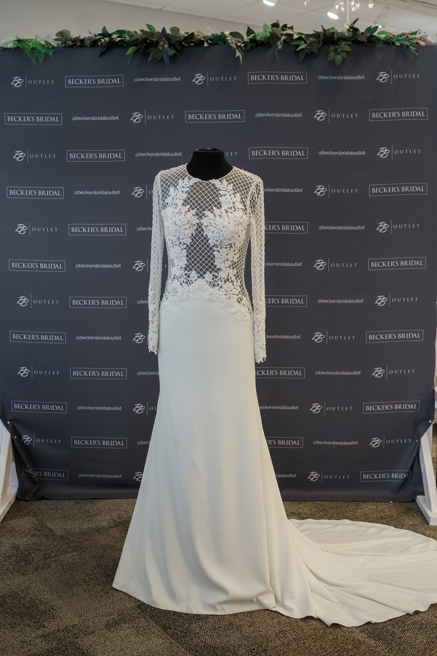 FINAL SALE: Illusion Lattice Lace Fit and Flare Crepe Dress