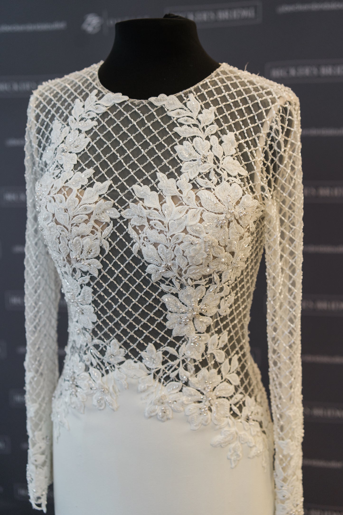 FINAL SALE: Illusion Lattice Lace Fit and Flare Crepe Dress