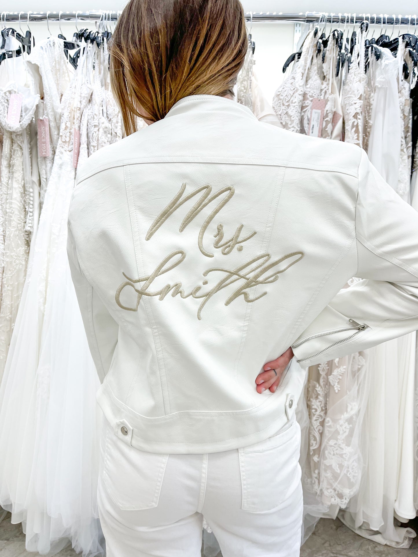 Custom Name Leather Bridal Jacket