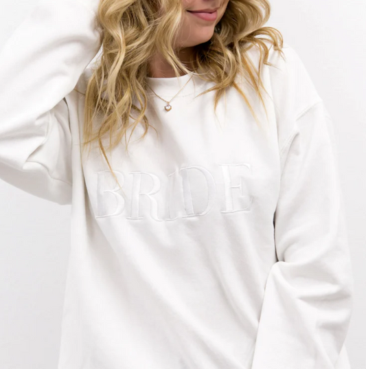 "BRIDE" White Crewneck Sweater