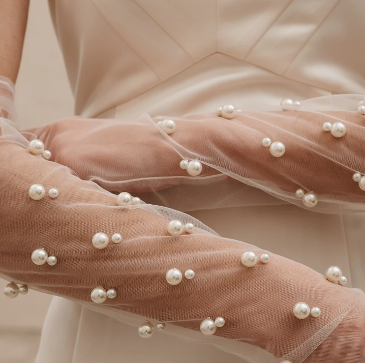 Bridal Gloves Pearls G002