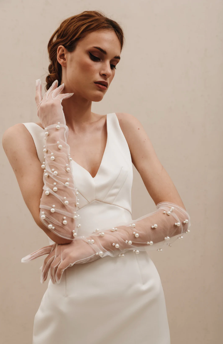 Bridal Gloves Pearls G002