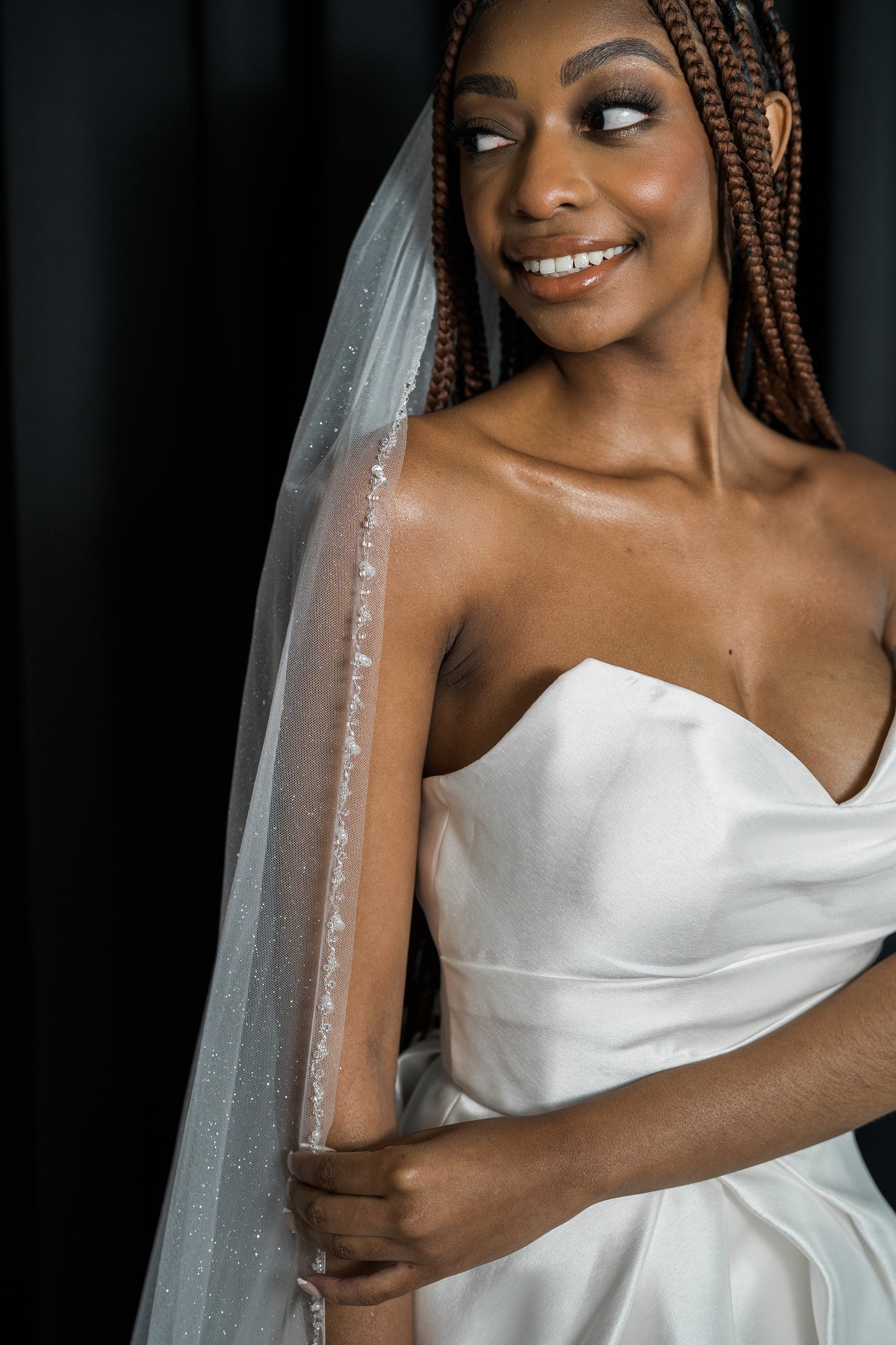 Cathedral Length Sparkle Veil with Beaded Edge